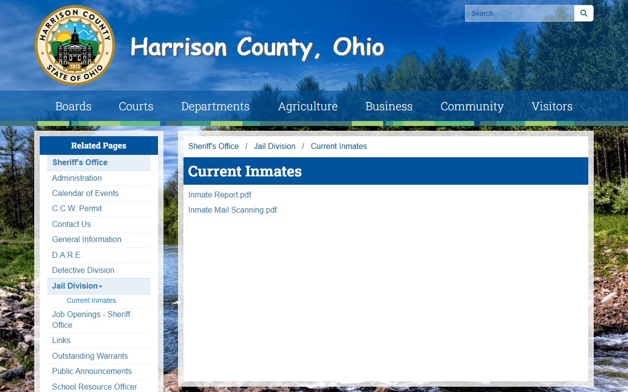 Harrison County current inmates page for inmate population search